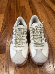 Damen Adidas dunkelrosa VL Court Bold Plateau Freizeit Turnschuhe Linie. Größe 8,5 - Bild 1 von 7