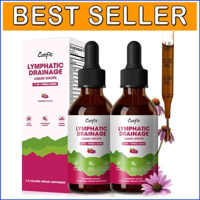 Gotas de drenaje linfático 11 en 1 para apoyo inmunológico y desintoxicación - sabor frambuesa Foto 1 de 4