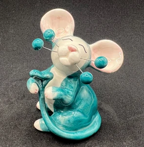 Amy Lacombe WhimsiClay Turquoise Mouse Figurine 2004 Willitts #10650 - Picture 1 of 10