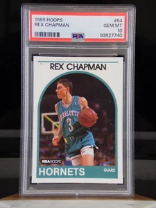Tarjeta de baloncesto de novato 1989 NBA HOOPS REX CHAPMAN #54 RC AVISPONES PSA 10 GEMA COMO NUEVA - Imagen 1 de 6