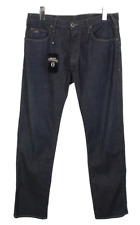 EMPORIO ARMANI J45 Regular Fit Jeans Men's W32 Zip Fly Denim Dark Blue