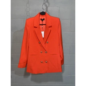 Generation Love Women's Leighton Crepe Blazer SMALL Papaya Gold Buttons Career - Picture 1 of 7