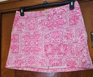 Lily Pulitzer Skort Größe 6 rosa weiß Blumendruck Knopf Reißverschlusstaschen - Bild 1 von 15