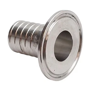 Stainless Steel Sanitary Fitting, 1in Tri-Clamp to 1in Barb, ø0.870in ID - Picture 1 of 4