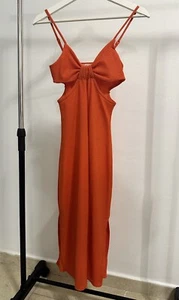Women's Sheath Dress Size S Orange Strap V-Neck - Picture 1 of 4
