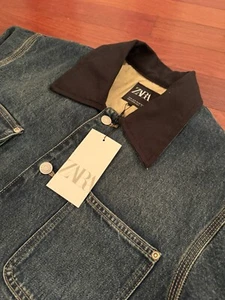 Chaqueta vaquera Zara nueva con etiquetas con cuello en contraste talla pequeña ropa de trabajo de gran tamaño - Imagen 1 de 6