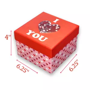 Large Pink and Red Confetti Gift Box with Lid – Perfect for Mother's Day, Weddin - Picture 1 of 7
