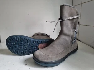 CAMPER PEU PISTA UK 3 EU 36 WOMEN GREY REAL SUEDE LEATHER FLAT BIKER ANKLE BOOTS - Picture 1 of 15