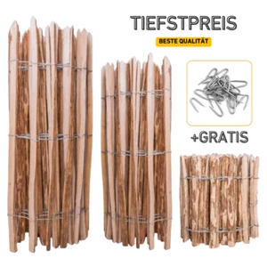 Staketenzaun Gartenzaun Holzzaun Zaunlatte Kastanienzaun Haselnussholz 35-120 cm - Bild 1 von 19
