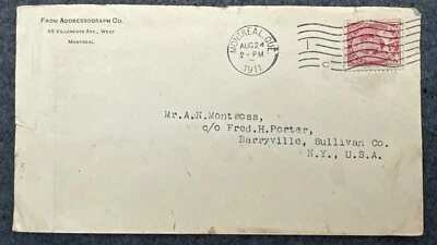 Antique Postage Stamp Canada Cover Envelope King Edward VII 2c Red 1911 - Image 1 of 3