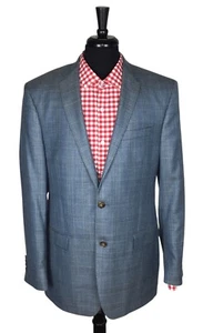Ralph Ralph Lauren Men Silk/Wool/Linen Blue Plaid Sport Coat Blazer 44L - Picture 1 of 13
