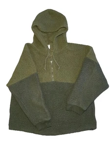 Victoria's Secret XL Pink Varsity Sherpa Half Zip Pullover Hoodie Green - Picture 1 of 18