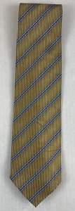 Bruno Piattelli Krawatte 100 % Seide Made in USA gelb blau weiß gestreift - Bild 1 von 5