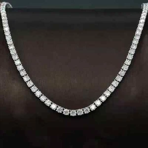 24Ct Round Cut VS1 4MM Diamond Tennis Necklace 14K White Gold Finish 18" Inch - Picture 1 of 5