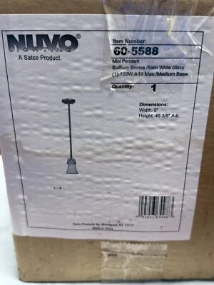 Nuvo Lighting Mini Pendant  Sudbury Bronze/ Satin White Glass  - Image 1 of 3