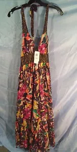 French Connection Halter Top Floral Print Beaded Summer Dress sz 4 NWT - Picture 1 of 3