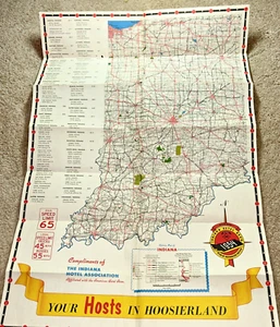 1954 INDIANA HOTEL ASSOCIATION Map / Directory - Picture 1 of 18