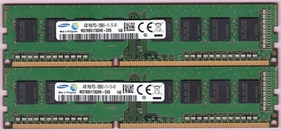 8GB 2x4GB PC3-12800 DDR3-1600 SAMSUNG Ram Memory M378B5173QH0-CK0 1.5V DIMM Kit - Image 1 of 3
