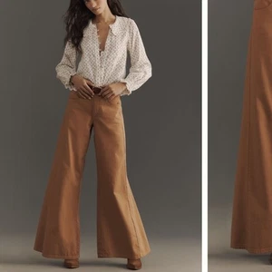 NWT Anthropologie Pilcro Adi Brown Wide-Leg Pants Size 27 - Picture 1 of 13