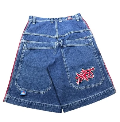 Pantalones Cortos Sueltos Jean JNCO Vintage Años 90 32 Hechos en EE. UU. Patinador Bordado Foto 1 de 4