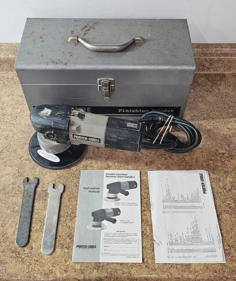 Pulidora/lijadora orbital aleatoria Porter Cable modelo 7336 usada con estuche Foto 1 de 4