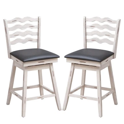 Set of 2 360°Swivel Bar Stools Wooden Dining Chair for Dining Room Bar Kitchen - Image 1 of 4