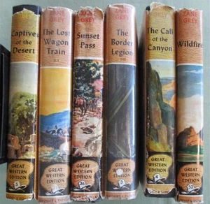 ZANE GREY Lot of 6 GREAT WESTERN EDITION Books Vintage HCDJ Set #3 4 5 21 36 52 - Picture 1 of 7