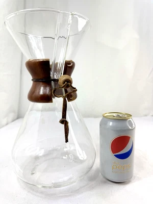 Vtg Chemex Pyrex  11” Handblown Glass Pour-Over Carafe Coffee Maker Green Print - image 1 of 4