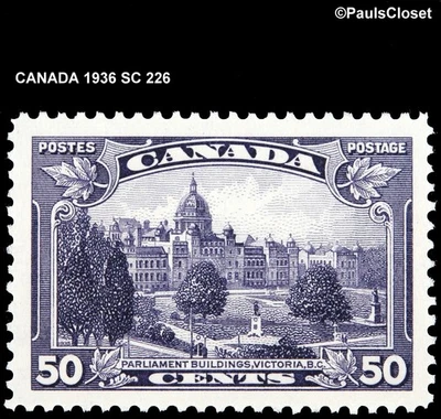CANADA 1936 SC 226 PARLIAMENT BLDGS VICTORIA 50¢ MNH OG VERY FINE - Image 1 of 2
