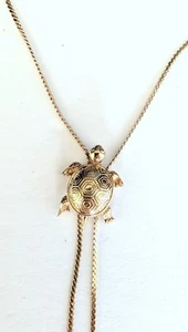Vintage Avon 1980's Gold Tone TURTLE Bay Collection Lariat Bolo Retro Necklace - Picture 1 of 6