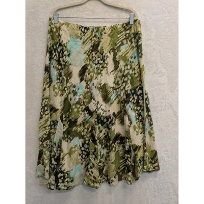 Falda Mujer Colección JM Talla L Línea A Midi Verde Estampado Abstracto Rayón Foto 1 de 4