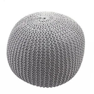 Pouf HWC-E16, Sitzhocker Strickpouf Strickhocker, Strickoptik 40x50cm, grau - Bild 1 von 3
