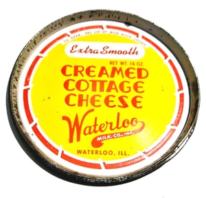 Vintage extra glatt cremig Cottage Käse Top Deckel Dose Waterloo IL - Bild 1 von 3
