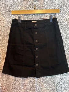 Mossimo Supply Co. Black Button-Front Denim Mini Skirt For Women Size 0 Cotton/S - Picture 1 of 4