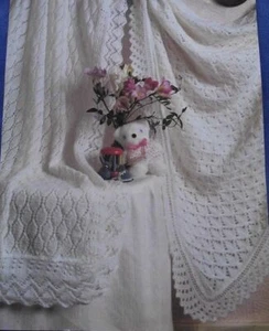 (B61) Knitting Pattern Baby's Shawls 3-ply & 4-ply 42" square Excluding Borders - Picture 1 of 3