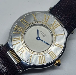 Must de Cartier 123000P Big size 31mm Two tone Leather strap - Quartz watch - Picture 1 of 7