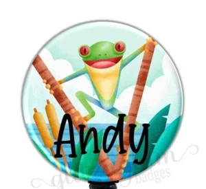 Frog Badge Reel, Personalized Frog Retractable Badge Reel, Funny Frog Badge 5802 - Picture 1 of 8