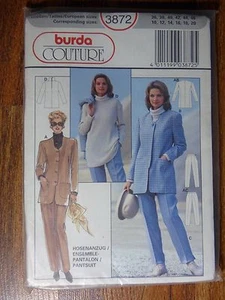 Burda Couture Sewing Pattern 3872 Size 10-20 UNCUT Ladies Pant Suit - Picture 1 of 3