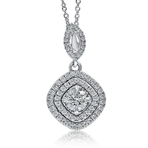 Lágrima Corte Redondo Colgante con Diamante 40.6cm Cadena 14k Oro Blanco (0.72 - Imagen 1 de 4
