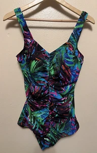 Maxine Of Hollywood Badeanzug 1-teilig Bauchkontrolle Raffung Mehrfarbig Blumen Damen - Bild 1 von 12