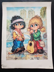 Vintage Uba Big Eye Kunstdruck 645/5 Hippie Musik Spieler Paris 14,5"x11" Frankreich SELTEN - Bild 1 von 8