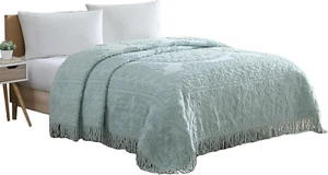 Beatrice Home Fashions Medallion Chenille Bedspread, King, Blue - Picture 1 of 12
