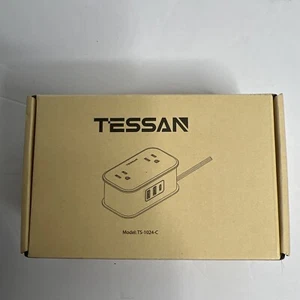 Small Flat Plug Power Strip with 3 USB Ports, TESSAN 4 Outlet Portable Plug - Picture 1 of 2