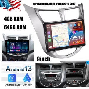 64G Android 13 Car Radio Stereo GPS NAVI Camera For Hyundai Accent Verna Solaris - Foto 1 di 23