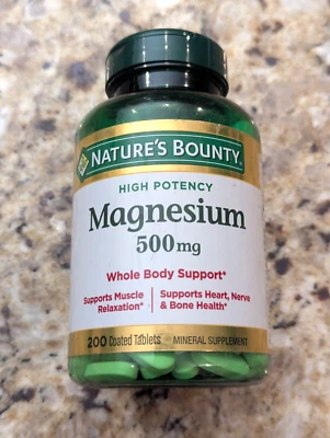 Магний Nature's Bounty 500 мг для здоровья мышц 200 таблеток срок годности: 02/2027 - Изображение 1 из 4