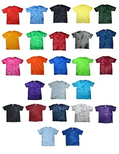 Tie Dye T-Shirts Plain Colors Kids and Adult Colortone 100% Cotton - Picture 1 of 55