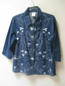 PREZZO RIBASSATO Giacca Denim Allison Daley 6 Bottoni Ricamo Anteriore Maniche 3/4 S12 - Foto 1 di 5