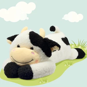36’’ Lying Cow Stuffed Animal Large Hugging Cow Plush Pillow Toy Soft Cute Cattl - Picture 1 of 7