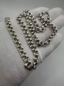 Catena vintage donna grande elegante argento 875 URSS epoca sovietica 36,3 g - 19,7 pollici - Foto 1 di 9