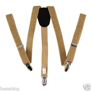 Neu Y Back Kinder Jungen Strapshalter verstellbarer Riemen Clip On Gold Glitzer - Bild 1 von 1